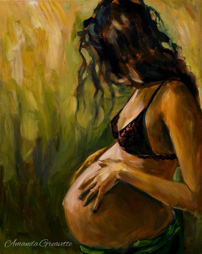 Birth Art Print - The Great Beginning - pregnancy maternity belly