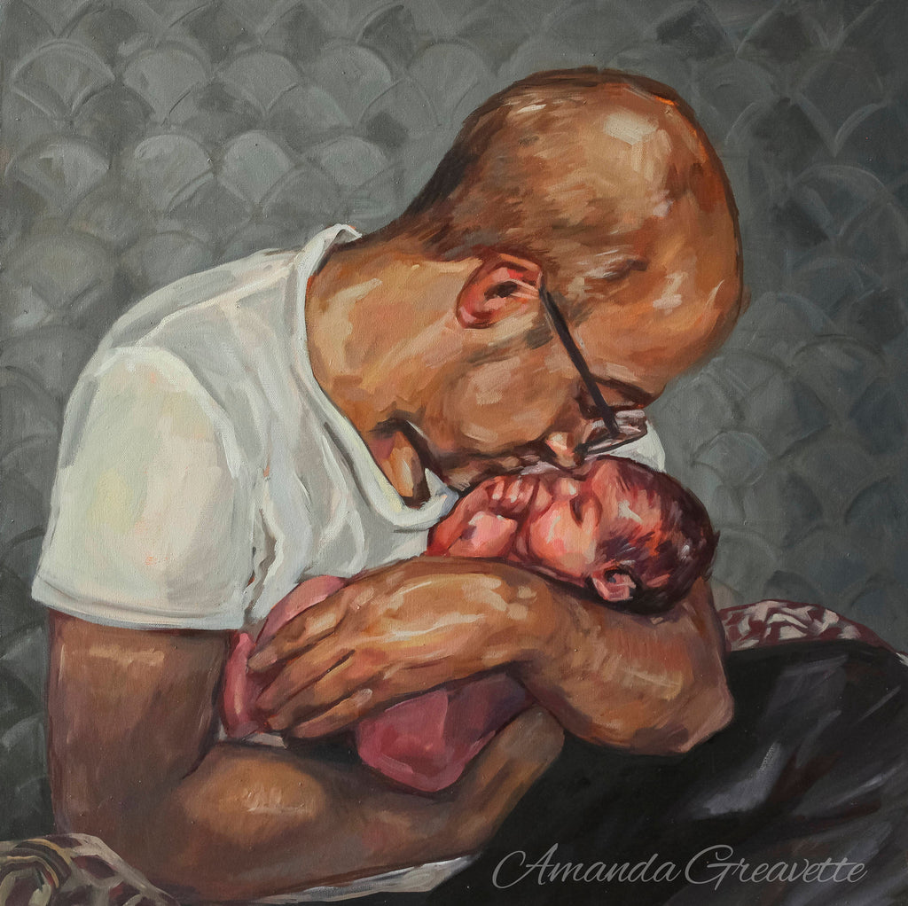 Birth Art Print - Scent of Love - father and child