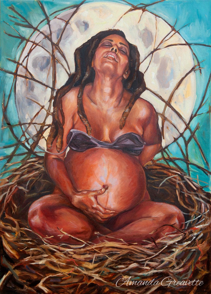 Birth Art Print - Moon/Nest